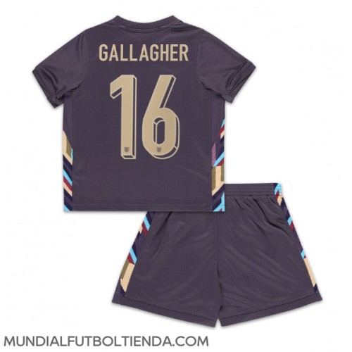 Camiseta Inglaterra Conor Gallagher #16 Segunda Equipación Replica Eurocopa 2024 para niños mangas cortas (+ Pantalones cortos)